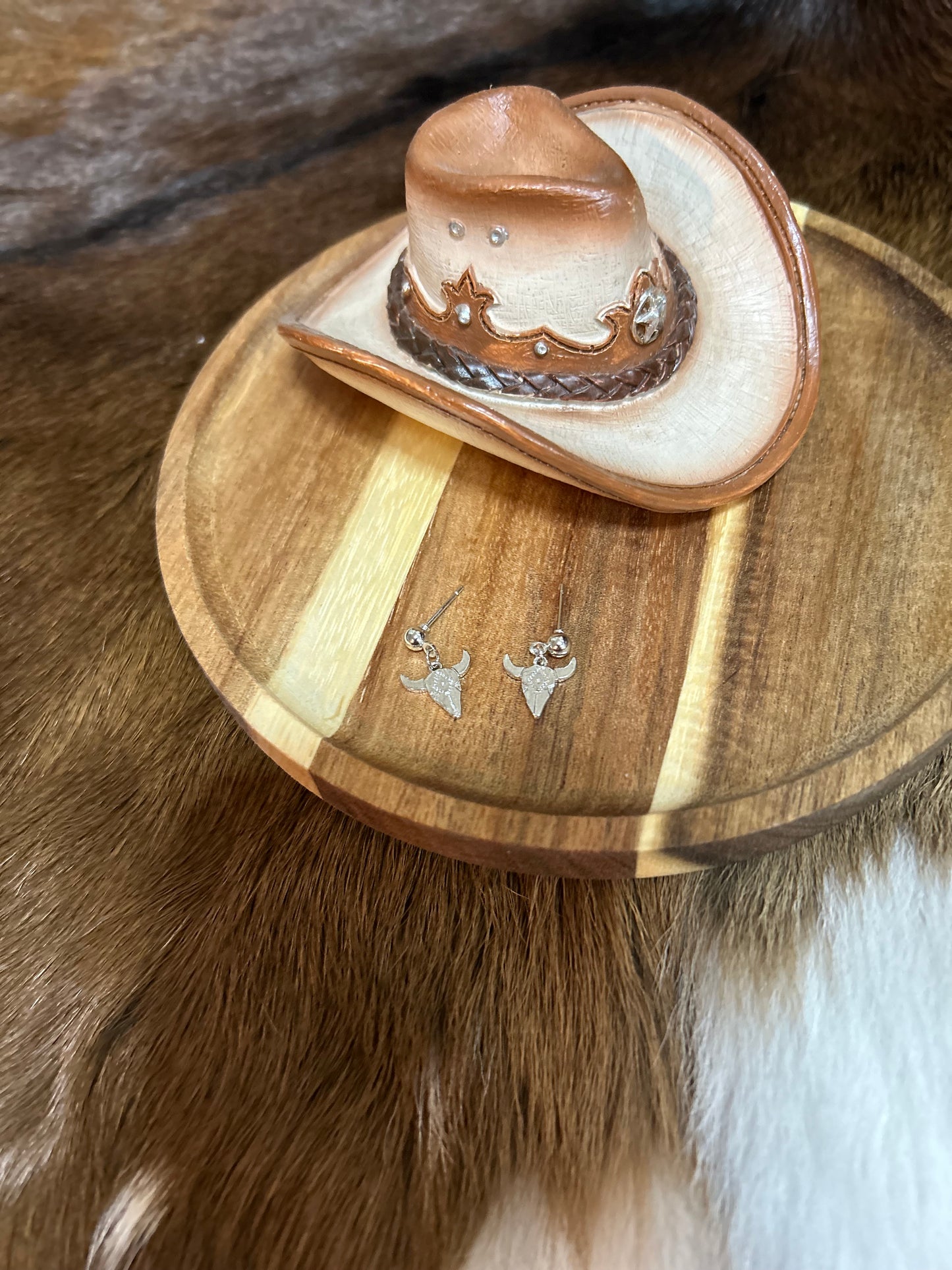 Tiny Steer Head Silver Stud Earrings Young Girls