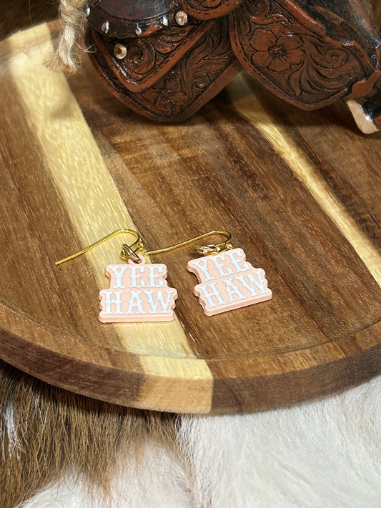 Yee Haw Western Girls Earrings Pink Gold