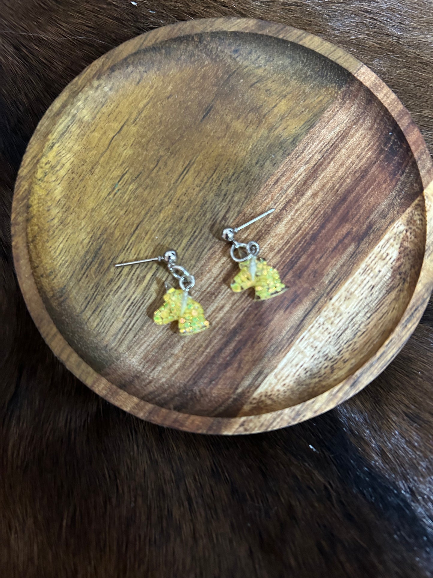 Girls Horse Head Earrings Glittery