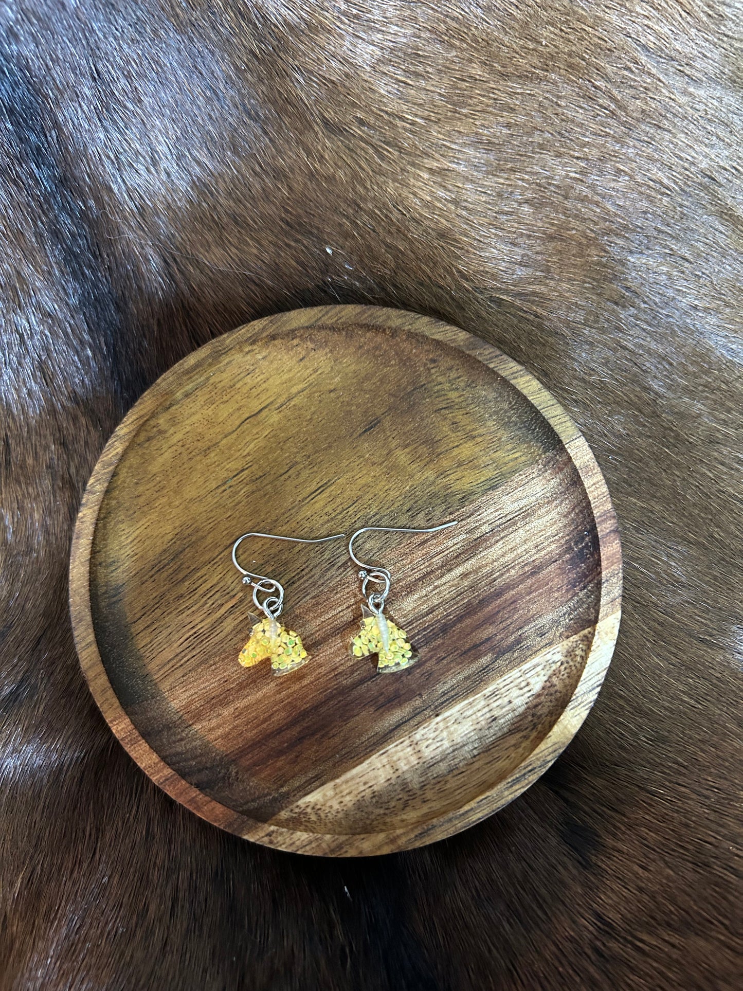 Girls Horse Head Earrings Glittery