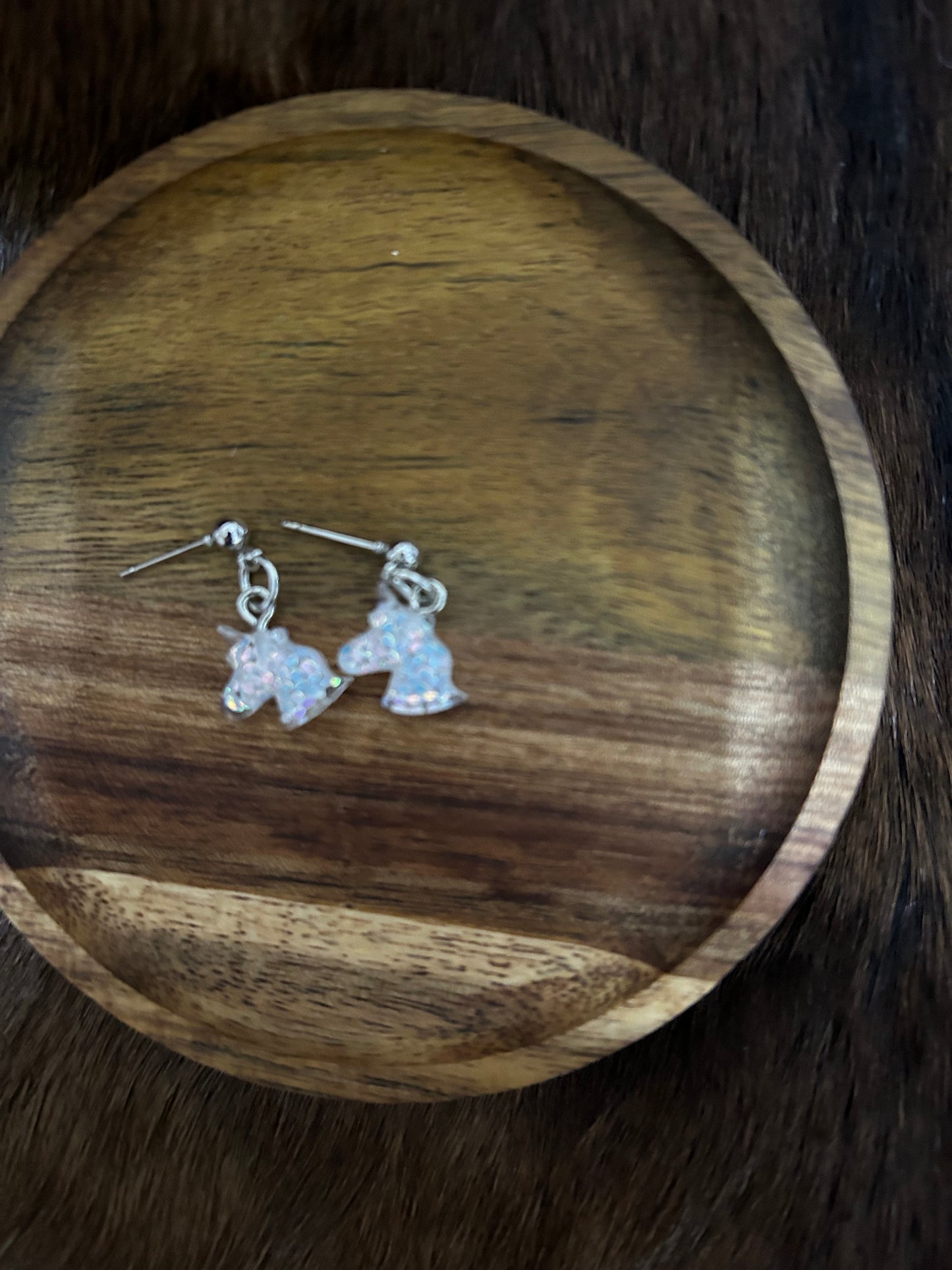 Girls Horse Head Earrings Glittery