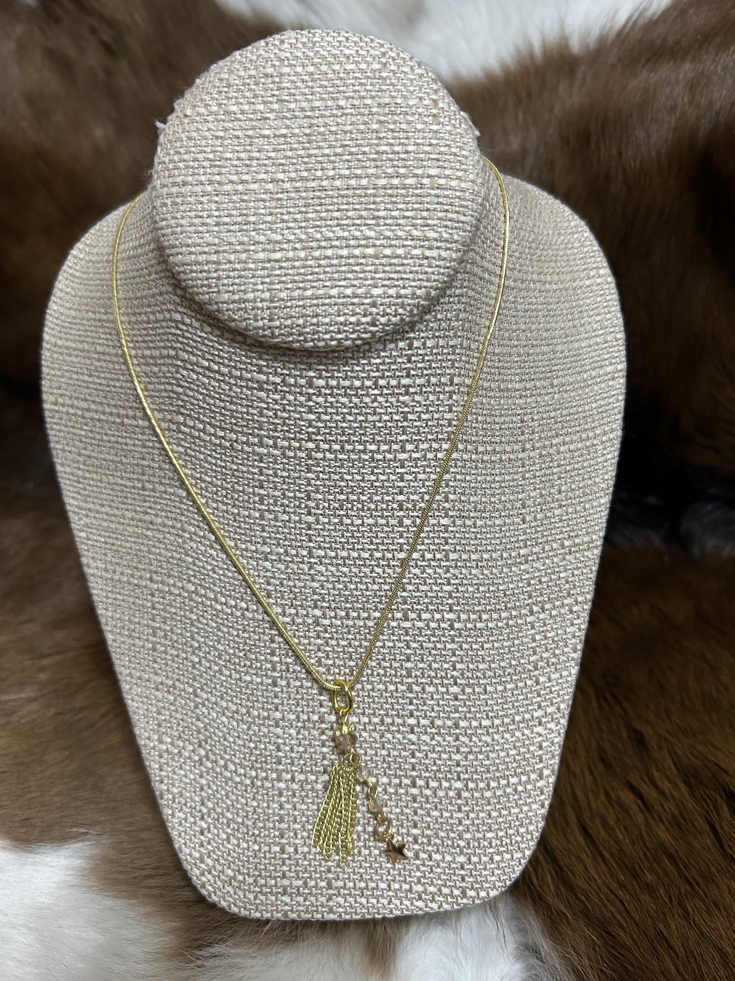 Gold Chain Necklace Star Beads Charms Six Gold Mini Chain Charm