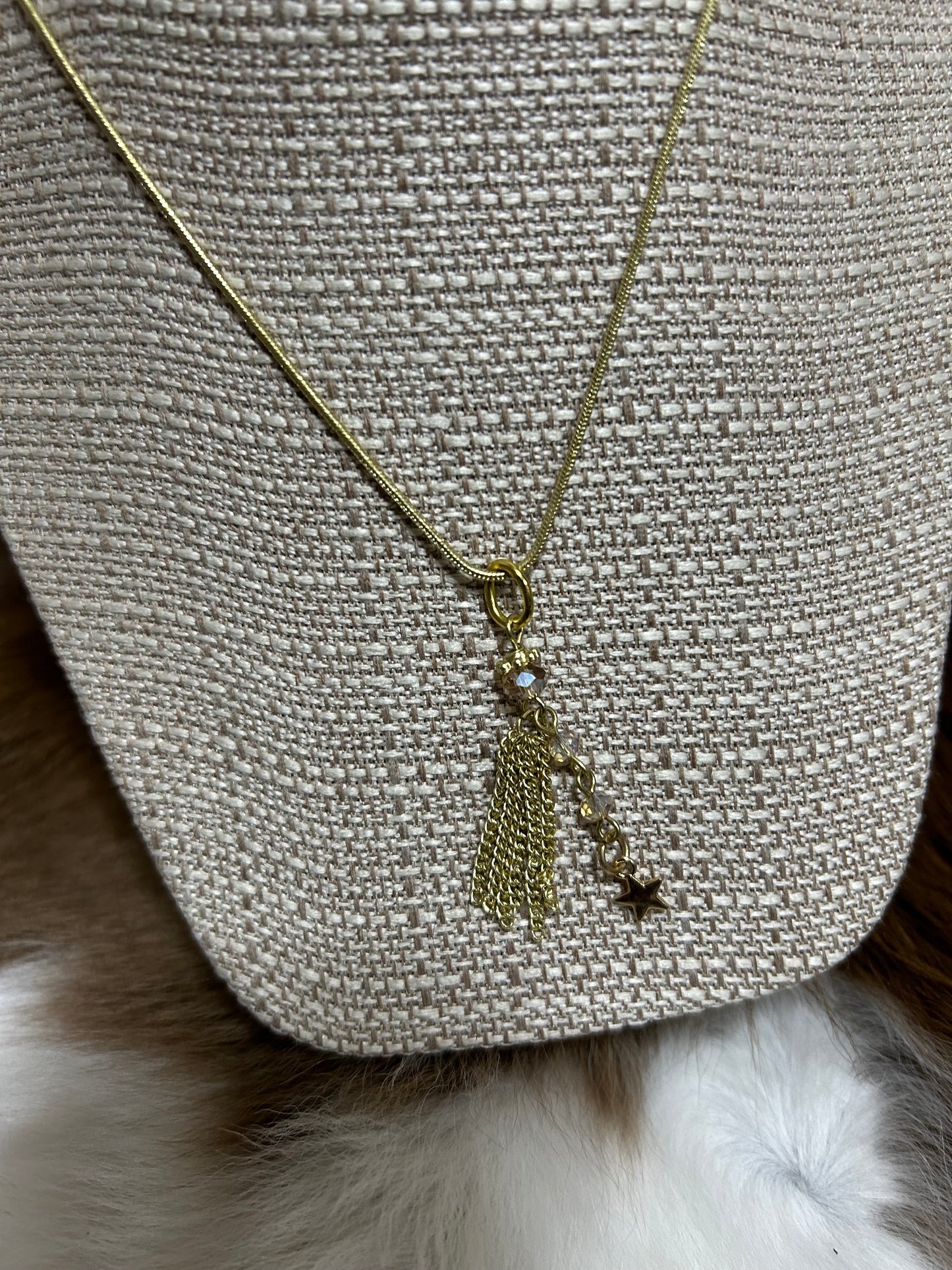 Gold Chain Necklace Star Beads Charms Six Gold Mini Chain Charm