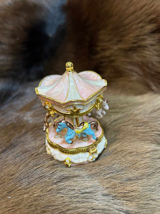 Horse Carousel Pill Box Mini Jewelry Box