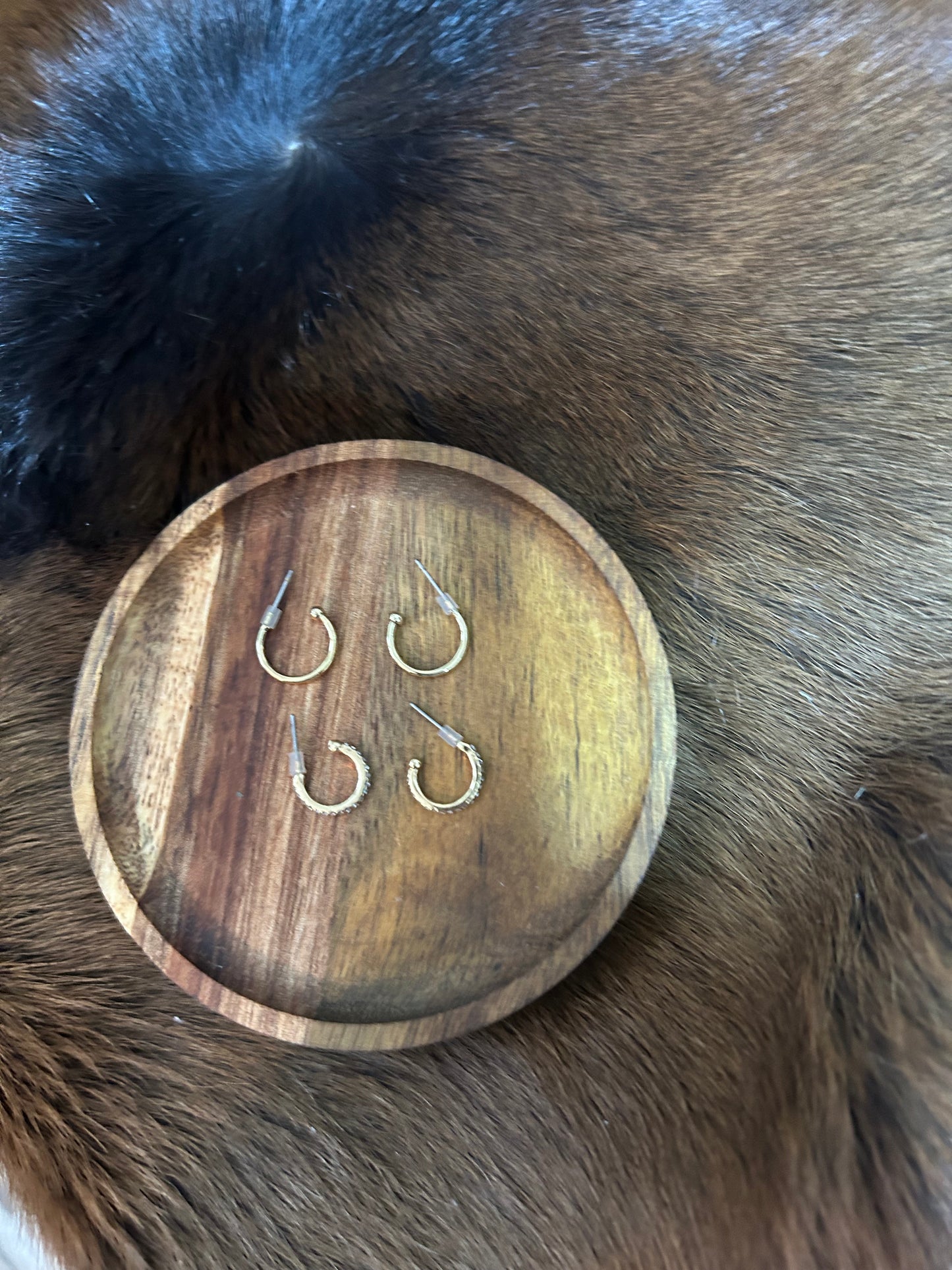 Two Pair of Stainless Steel Gold Finish Earrings Young Girls