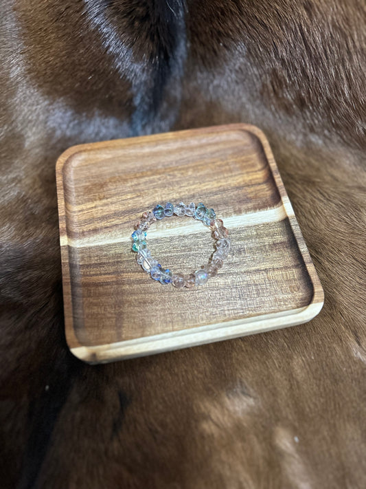 Little Girls Stretch Beaded Glass Bear Bracelet