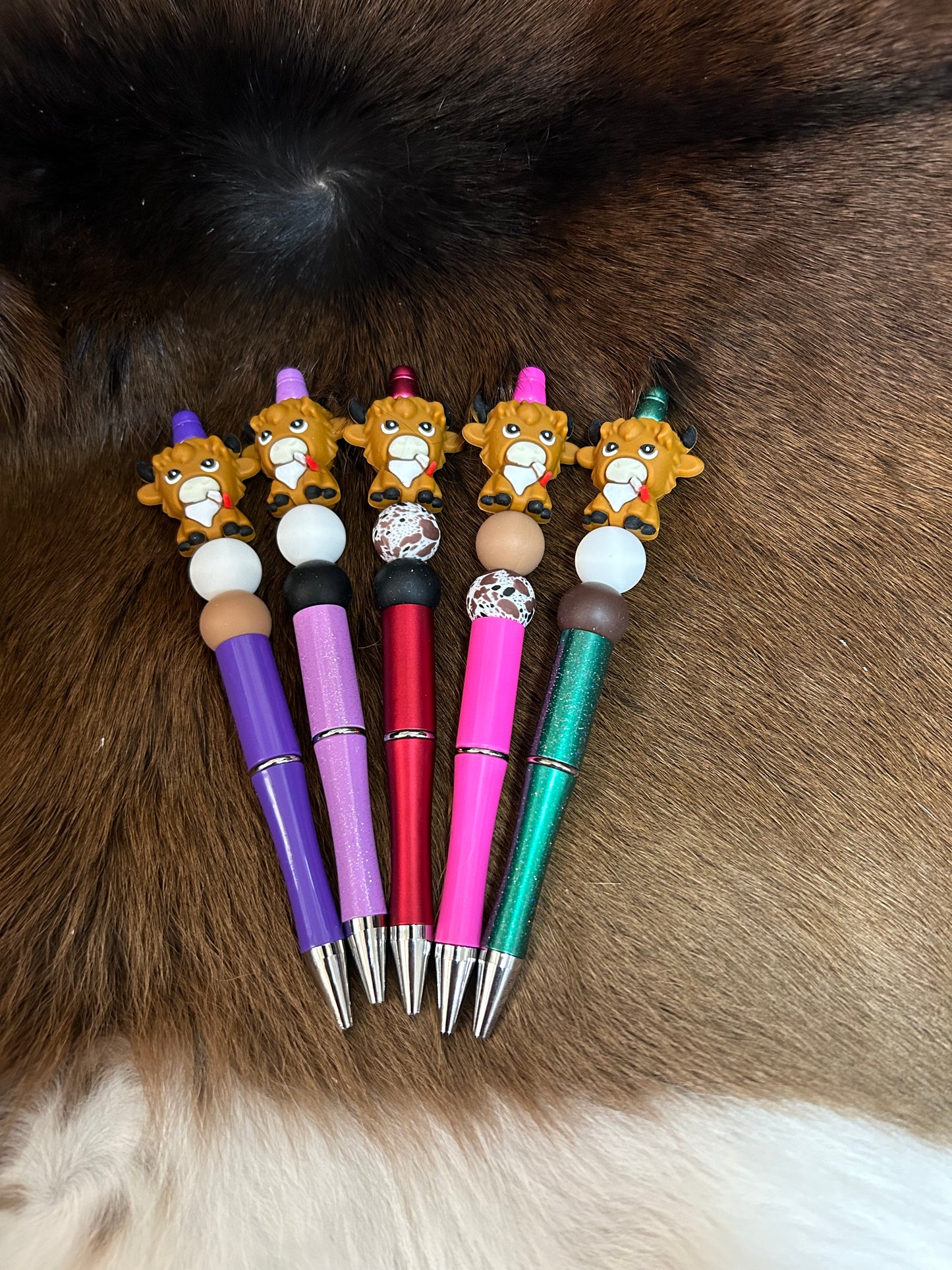 Beaded Pens Highland Cow Silicone Beads Western