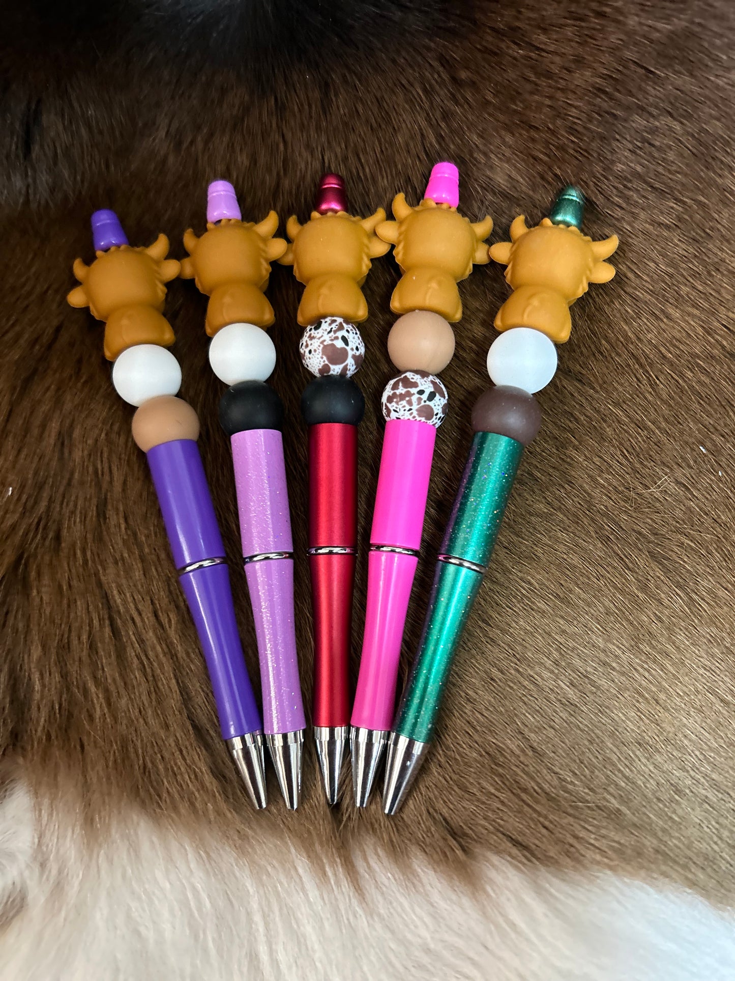 Beaded Pens Highland Cow Silicone Beads Western