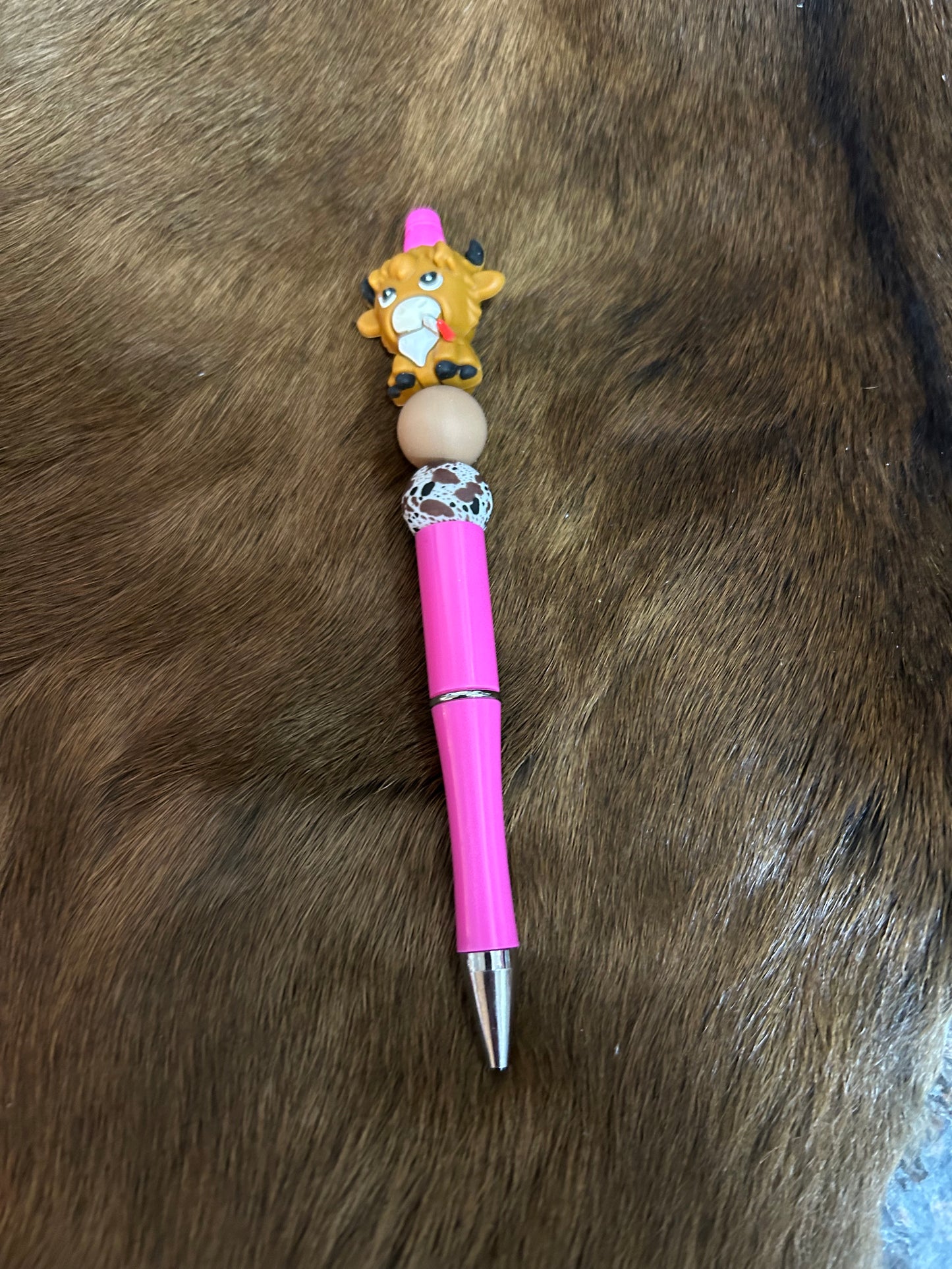 Beaded Pens Highland Cow Silicone Beads Western