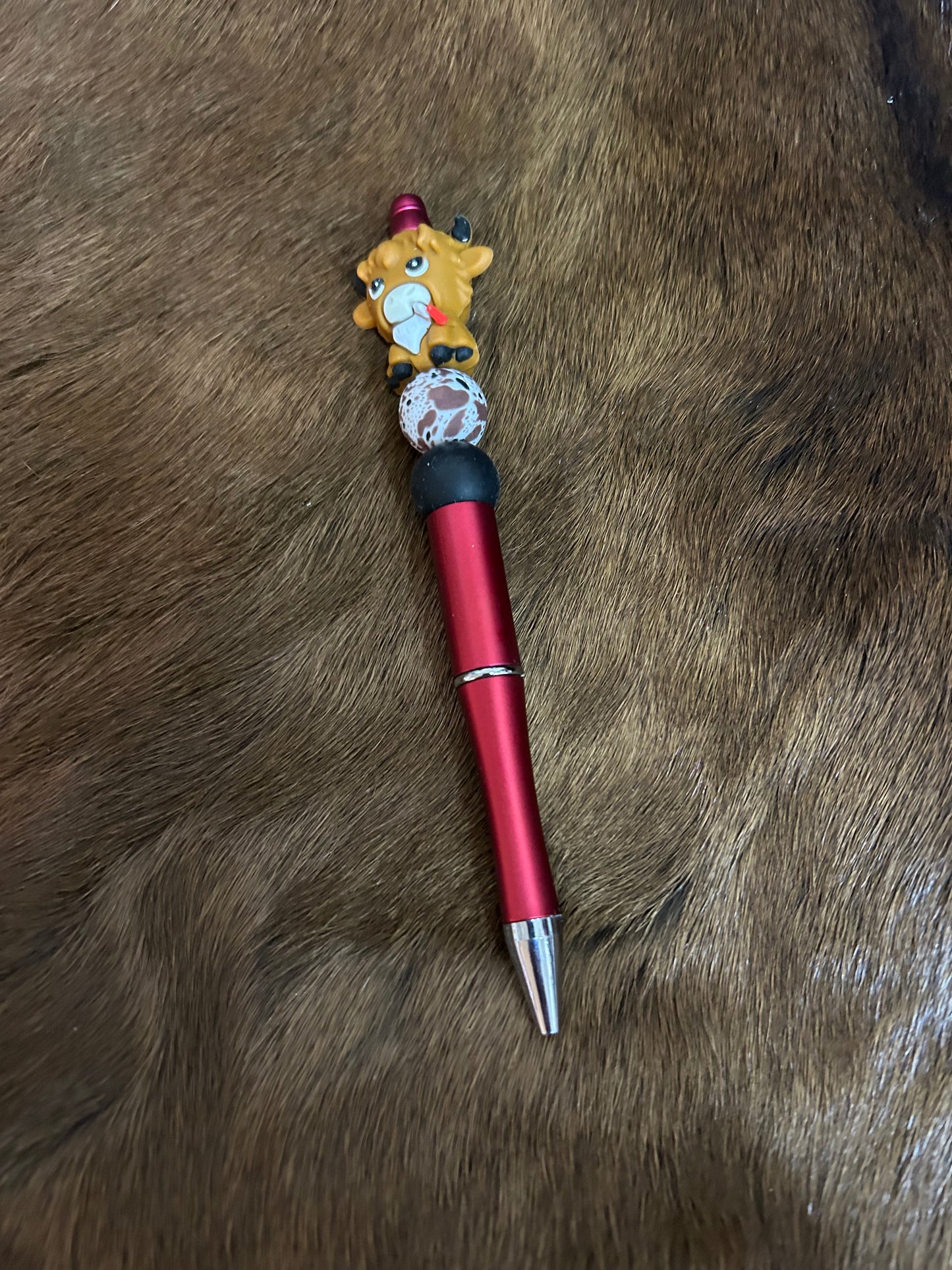 Beaded Pens Highland Cow Silicone Beads Western