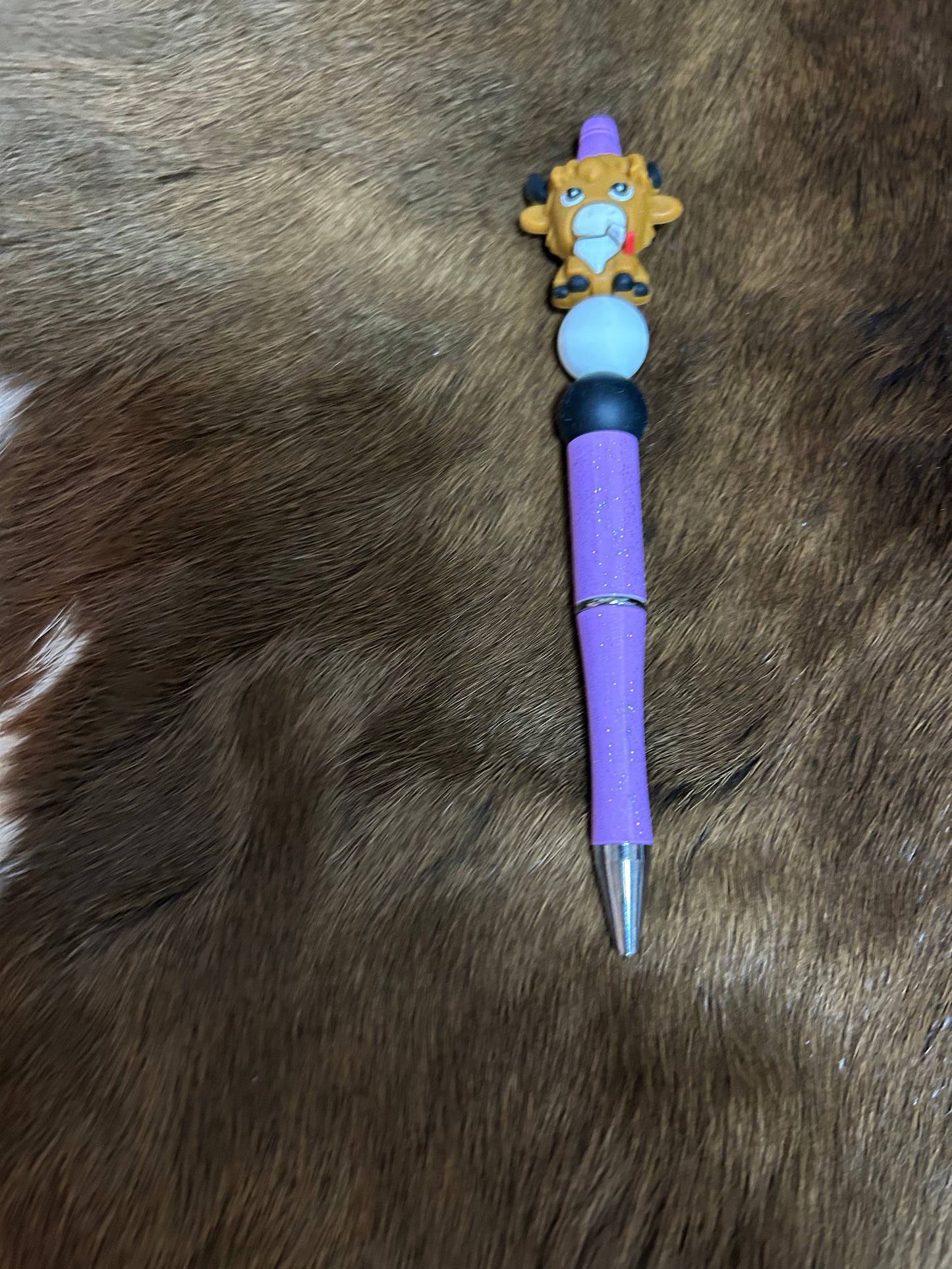 Beaded Pens Highland Cow Silicone Beads Western