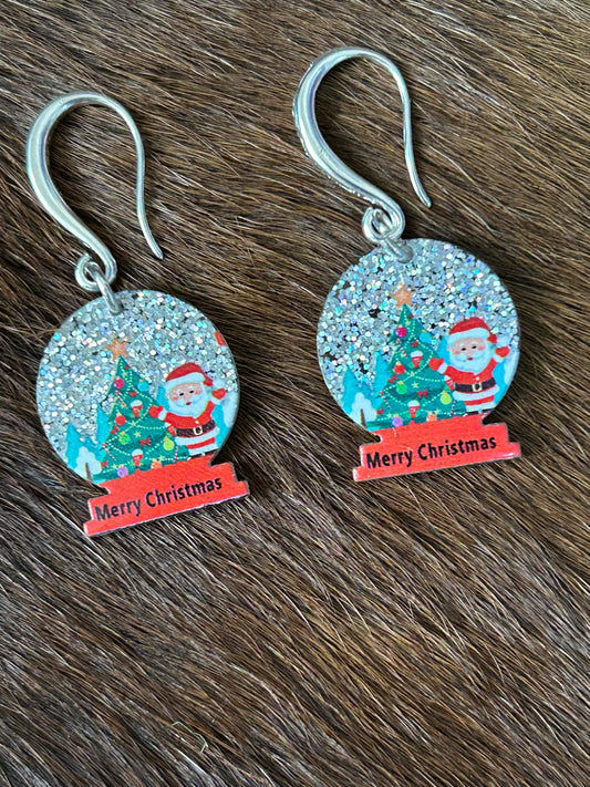 Christmas Santa Claus Tree Earrings Merry Christmas