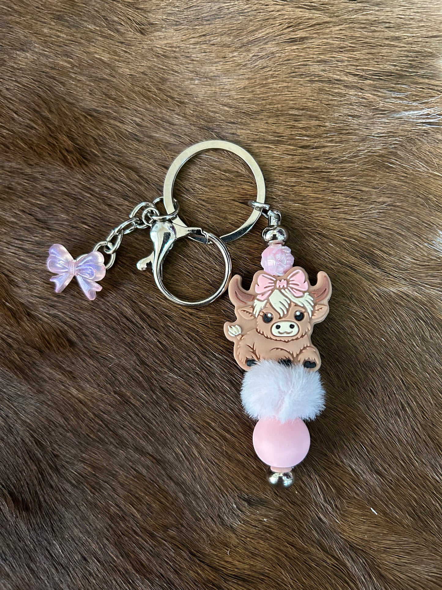 Highland Cows Beaded Pens Beaded Keychain Set Bag Charm Purse Charm Backpack Charm