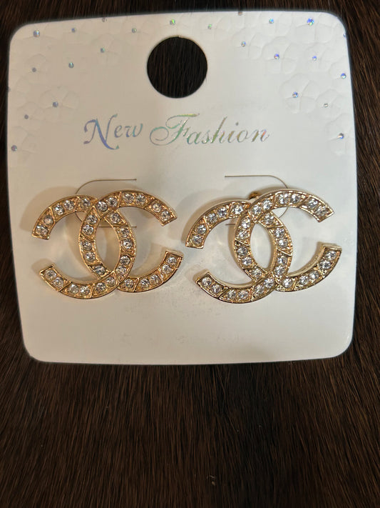 Western Rhinestones Double Horseshoe Earrings