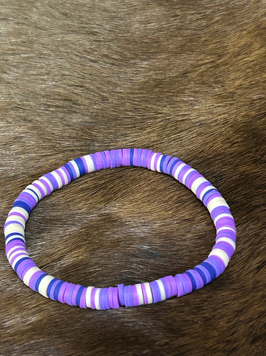 Grape Swirl Clay Stretch Bracelet