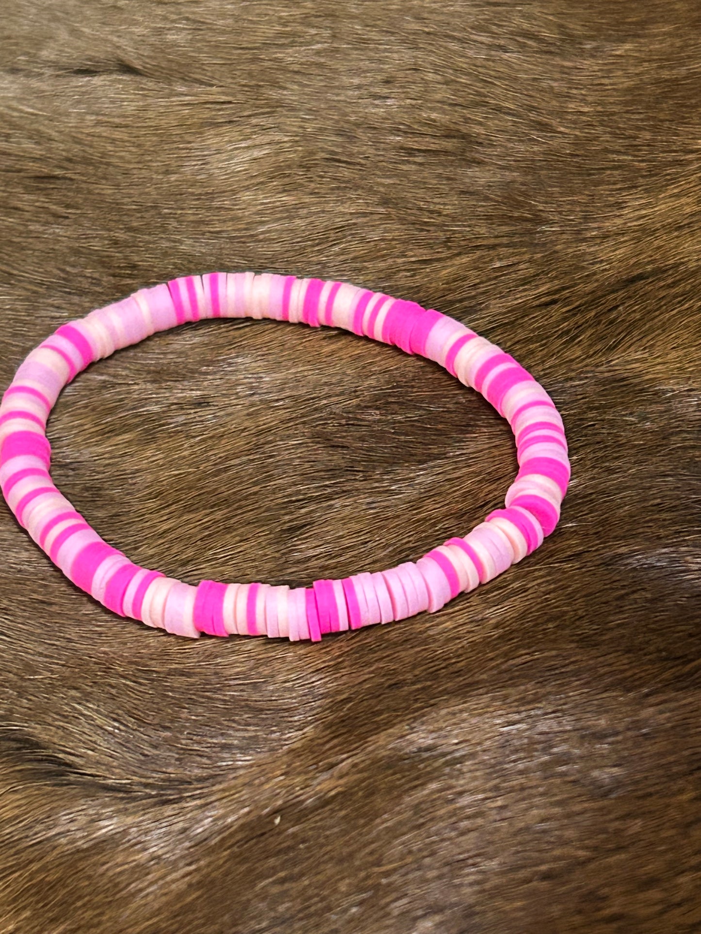 Pink Pebbles Clay Stretch Bracelet