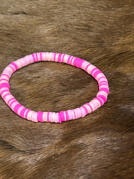 Pink Pebbles Clay Stretch Bracelet