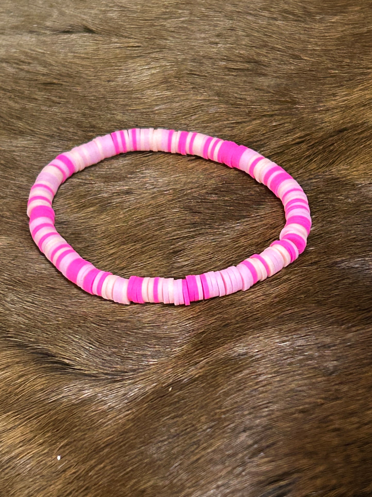 Pink Pebbles Clay Stretch Bracelet