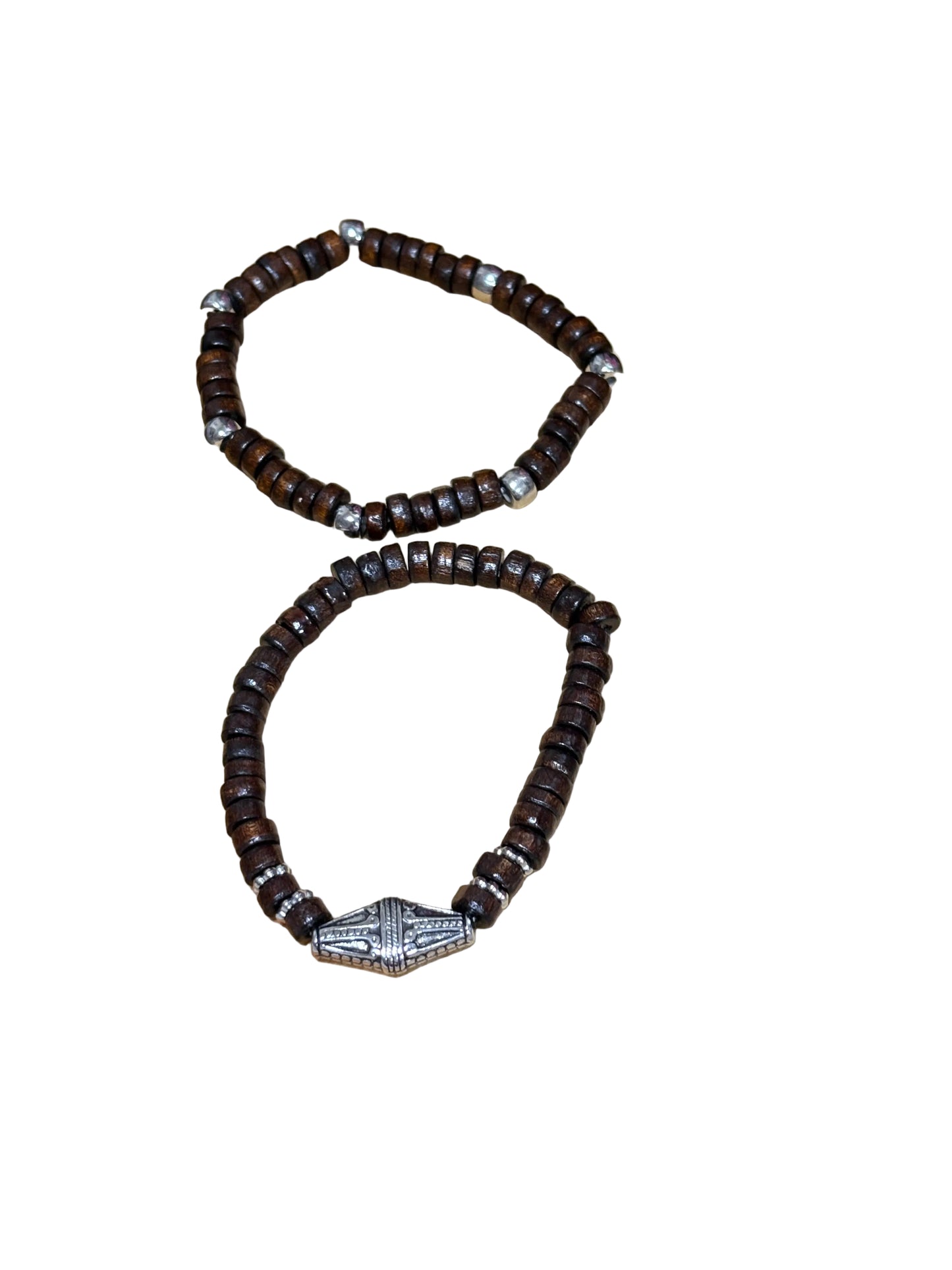Two Piece Wooded Stretch Bracelet Unisex