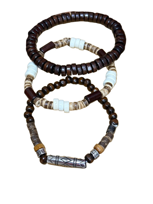 Bohemian Vintage Multi-Layered Bracelet Set Unisex Fashion Jewelry Wood Beads