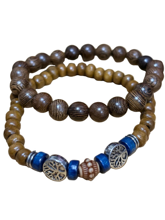 Bohemian Style Fashion Wooden Bead Handmade Couple Bracelet Sets