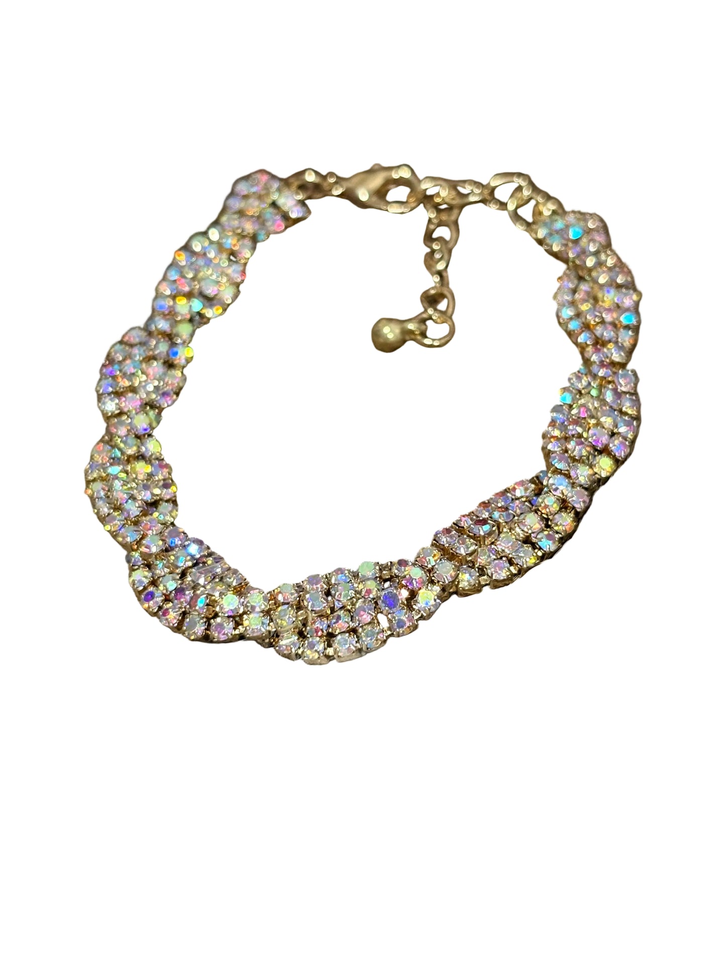 Gold Rhinestones Twisted Bracelet