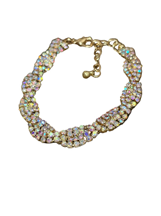 Gold Rhinestones Twisted Bracelet