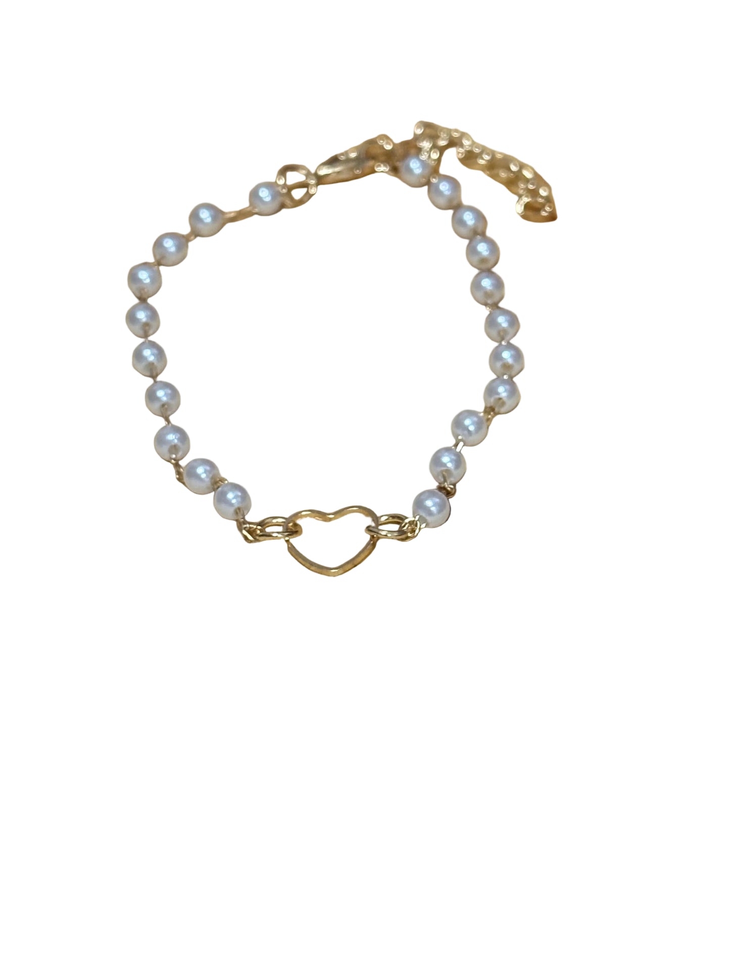 Gold Chain Heart Pearl Bracelet
