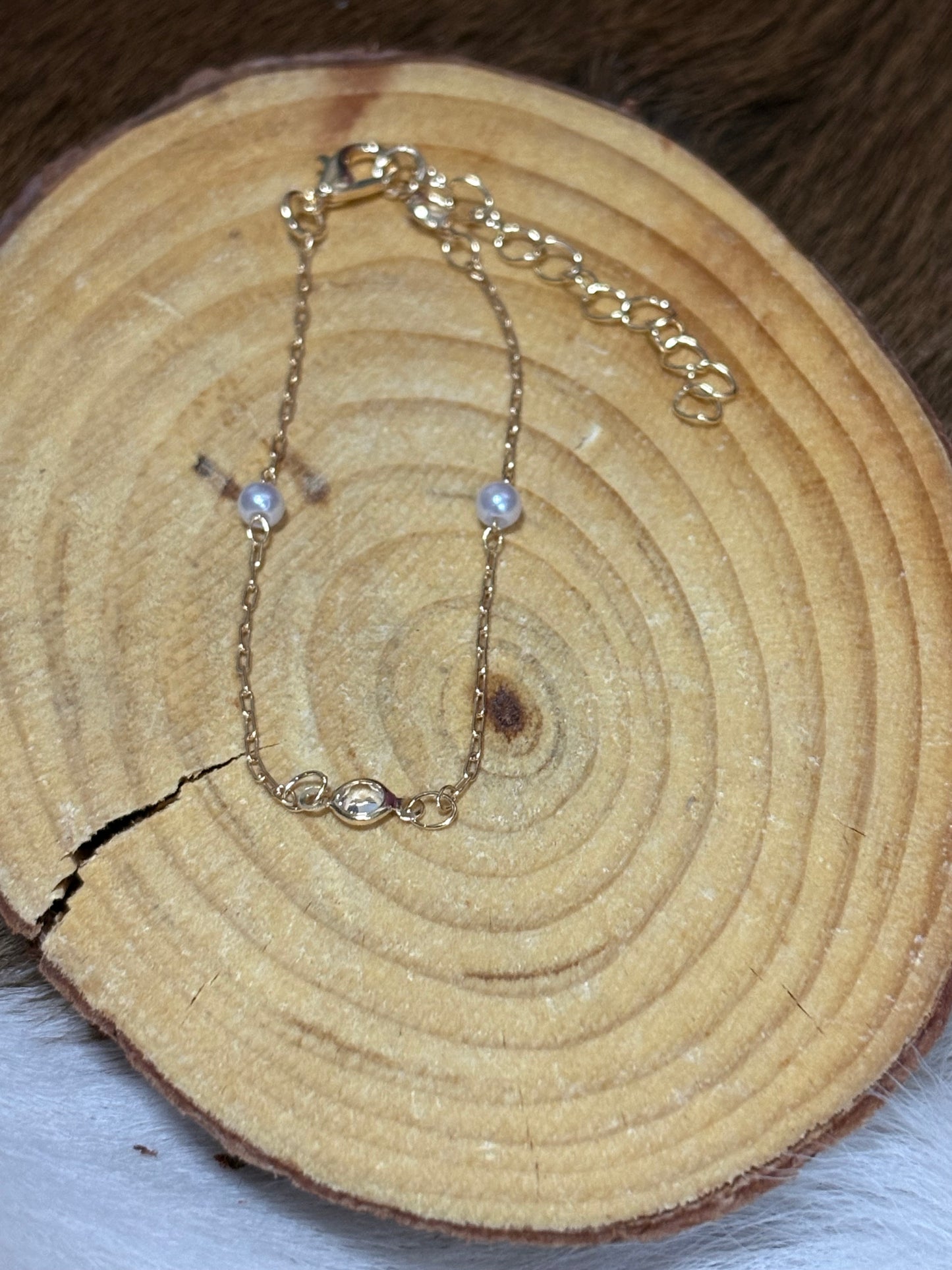 Gold Chain Pearl Beads Bracelet