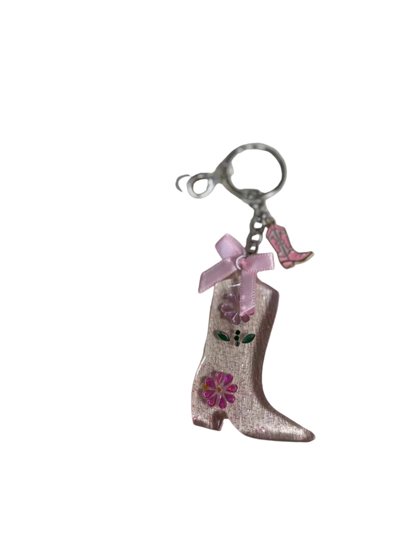 Resin Cowgirl Boot Charms Pink Bow Pink Boot Bag Charm Keychain