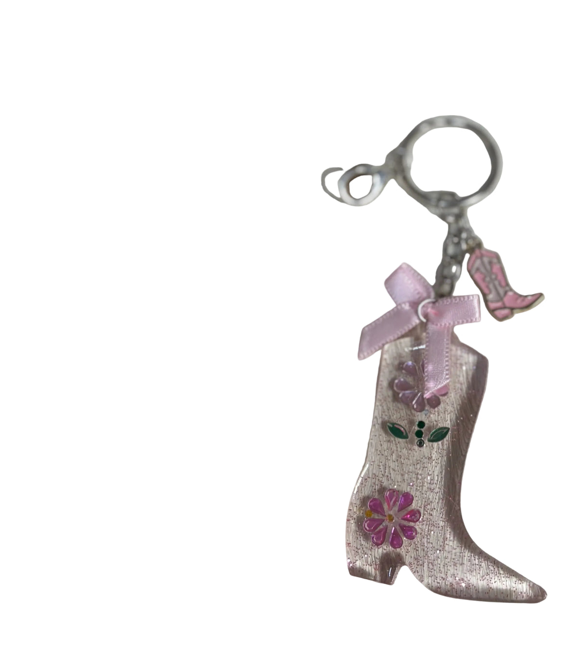 Resin Cowgirl Boot Charms Pink Bow Pink Boot Bag Charm Keychain
