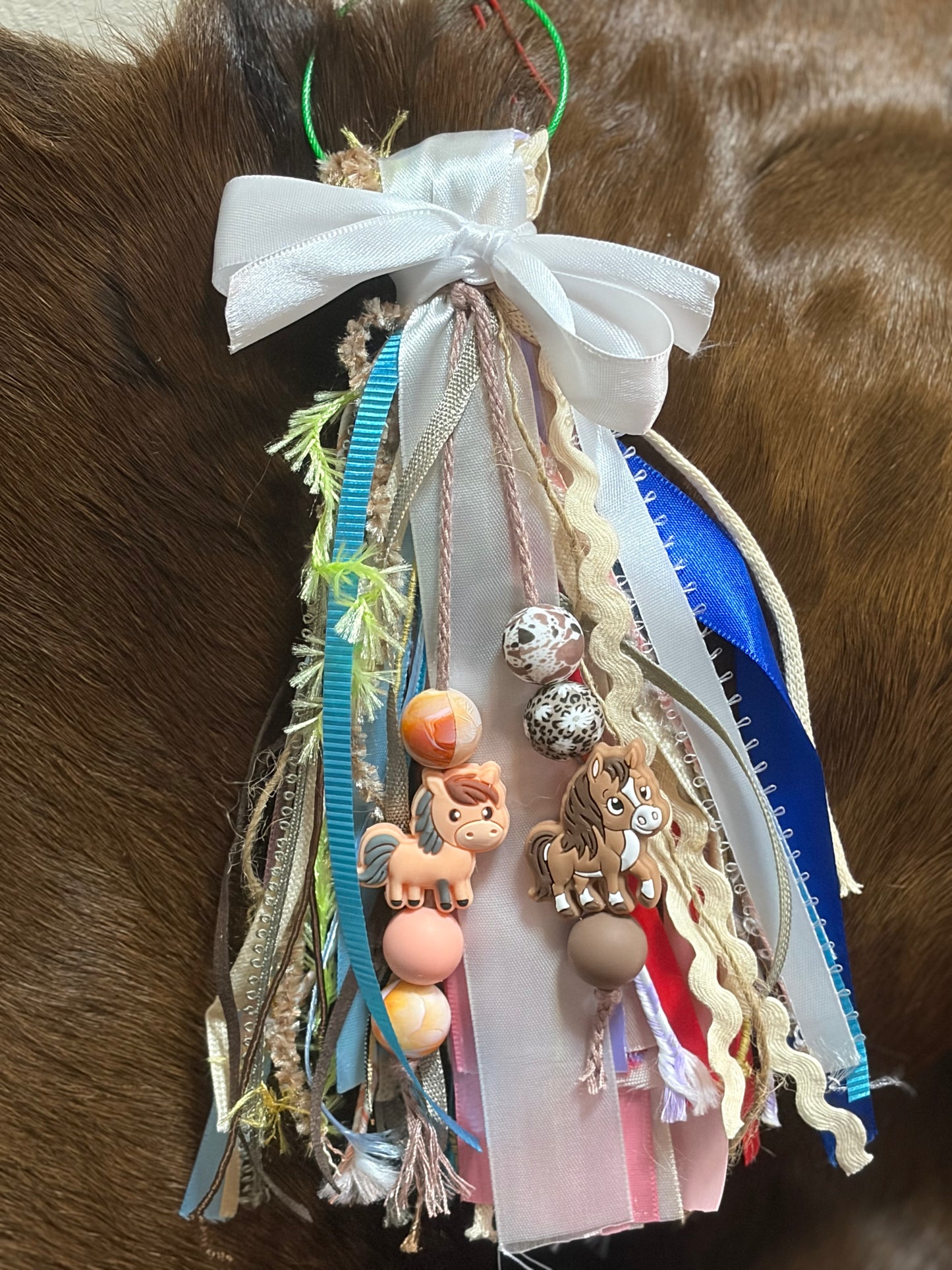 Western Ribbon Bag Charm Horse Silicone Beads Assorted Ribbon