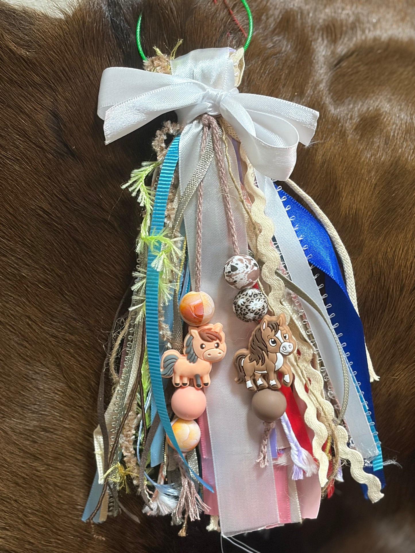 Western Ribbon Bag Charm Horse Silicone Beads Assorted Ribbon