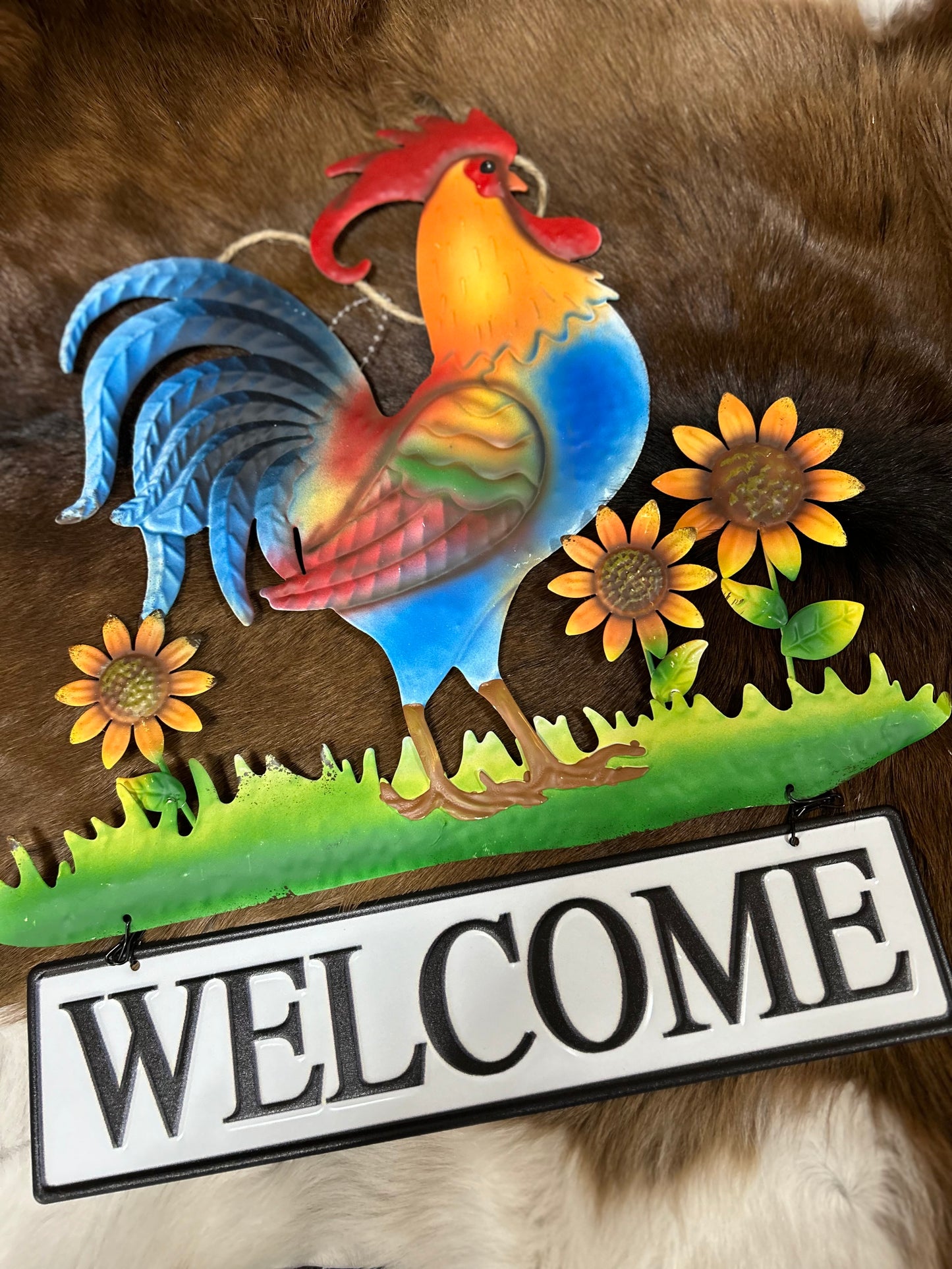 Indoor Outdoor Rooster Welcome Sign Farmhouse Pig Sign Cow Sign