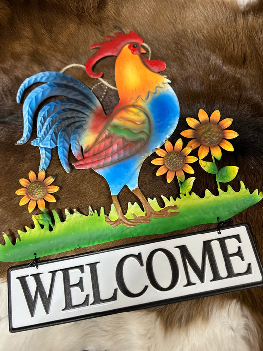 Indoor Outdoor Rooster Welcome Sign Farmhouse Pig Sign Cow Sign