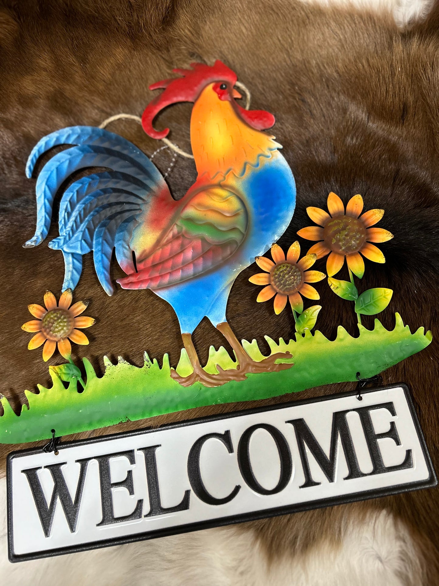 Indoor Outdoor Rooster Welcome Sign Farmhouse Pig Sign Cow Sign