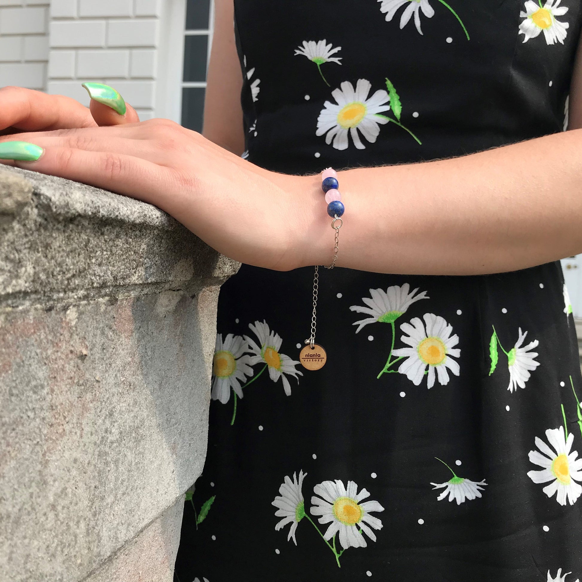 Rose Quartz and Lapis Lazuli Bracelet, Friendship Bracelet | by nlanlaVictory-2