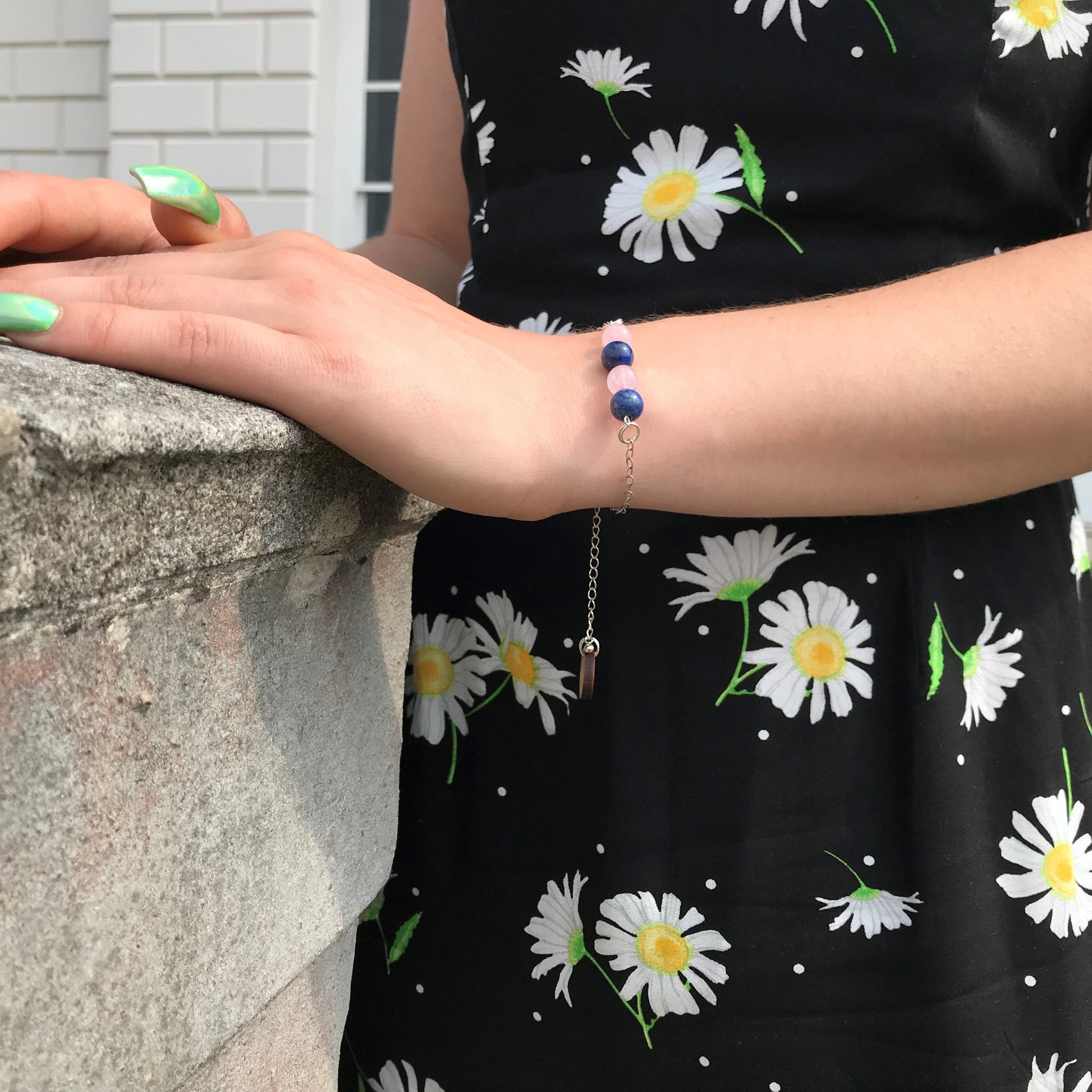 Rose Quartz and Lapis Lazuli Bracelet, Friendship Bracelet | by nlanlaVictory-3