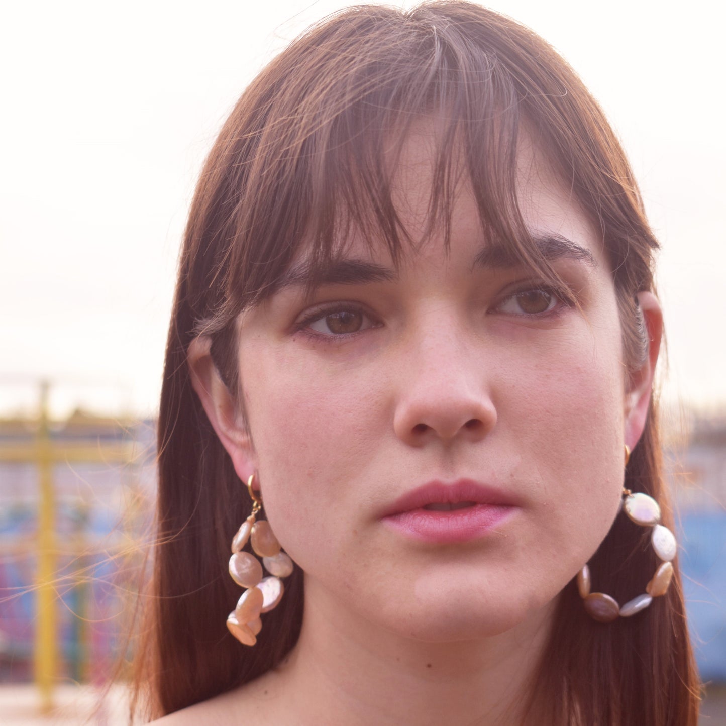 Pastel Pink freshwater pearl hoop earrings | by Ifemi Jewels-3