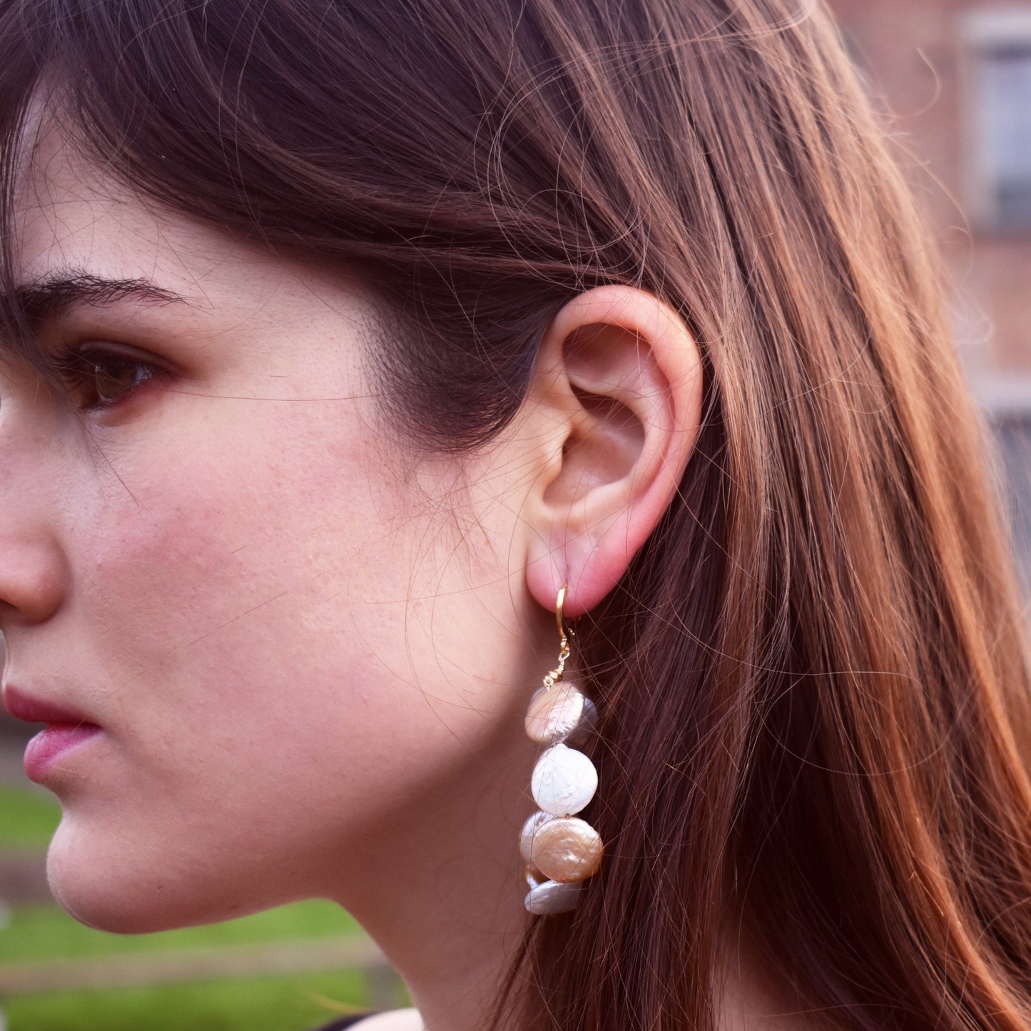 Pastel Pink freshwater pearl hoop earrings | by Ifemi Jewels-2