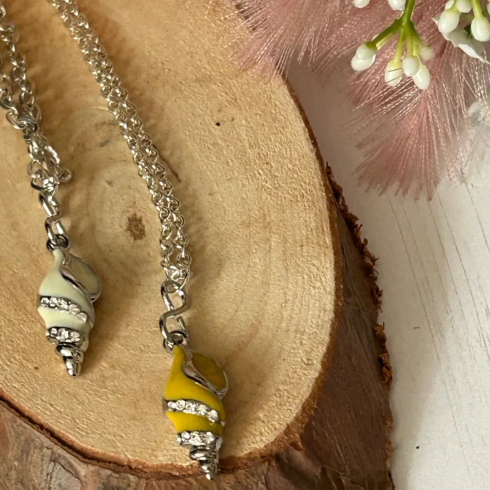 Seashell Necklace White or Mustard Colored