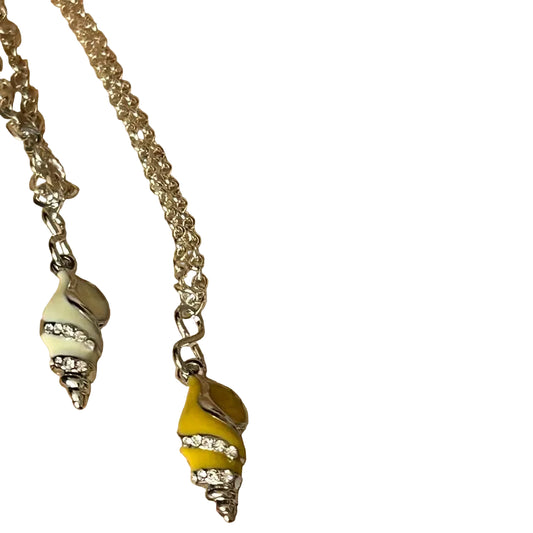 Seashell Necklace White Mustard Colored Beach