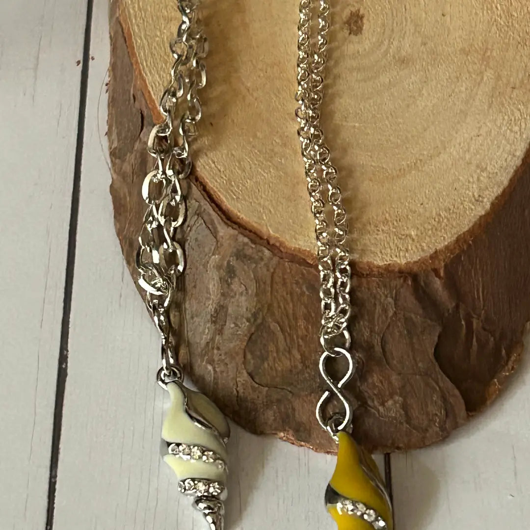 Seashell Necklace White or Mustard Colored