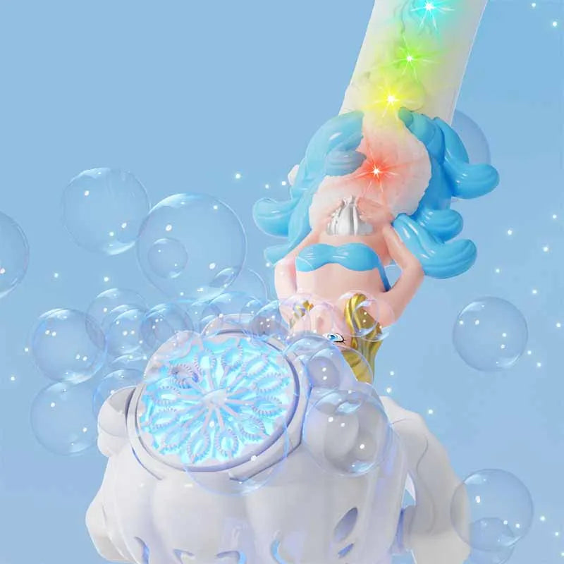 New Children With Lights Cute Mermaid Princess Bubble Wand-3