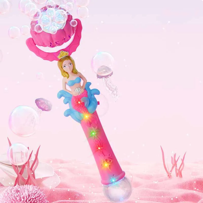 New Children With Lights Cute Mermaid Princess Bubble Wand-4