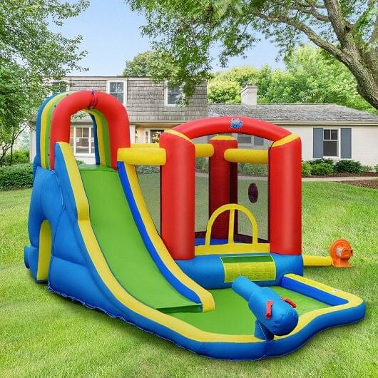 Inflatable Kid Bounce House Slide Climbing Splash Park Pool Jumping Castle Without Blower-0