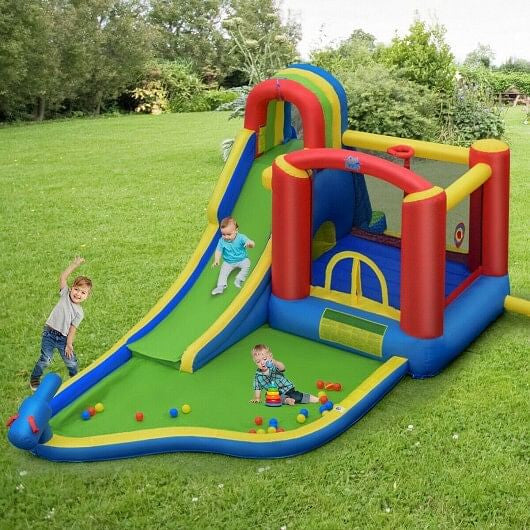 Inflatable Kid Bounce House Slide Climbing Splash Park Pool Jumping Castle Without Blower-2