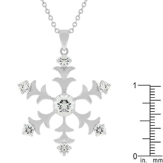 Rhodium Plated Snowflake Pendant