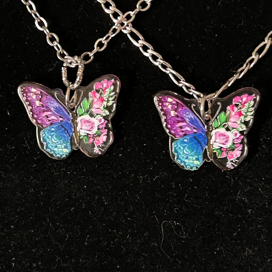 Colorful Butterfly Earrings & Necklace Set