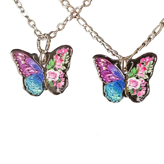 Colorful Butterfly Earrings Necklace Set Stainless Steel